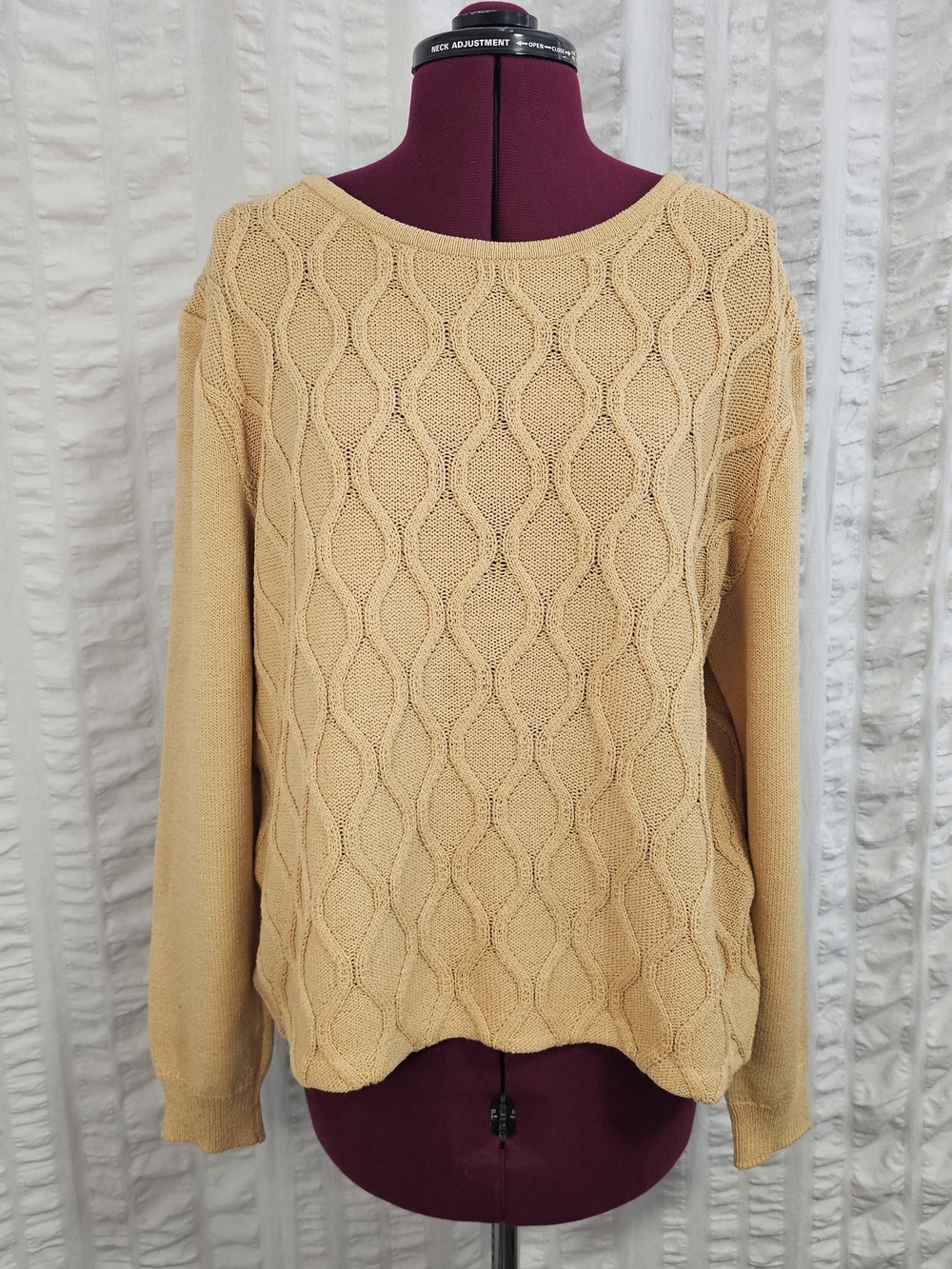 Vintage St John Sport Boxy Chunky Fallow Cable Knit Quiet Luxury Preppy Sweater